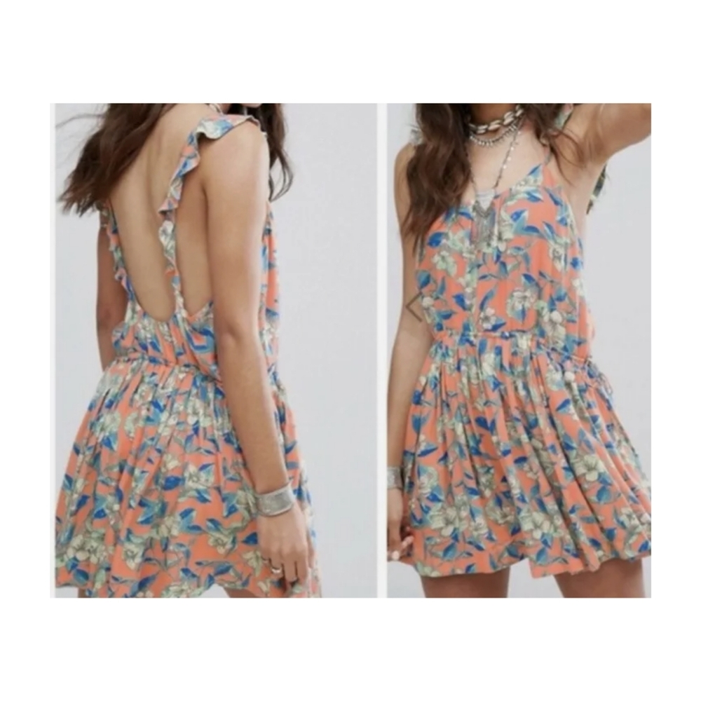 FREE PEOPLE  ORANGE Backless MINI DRESS